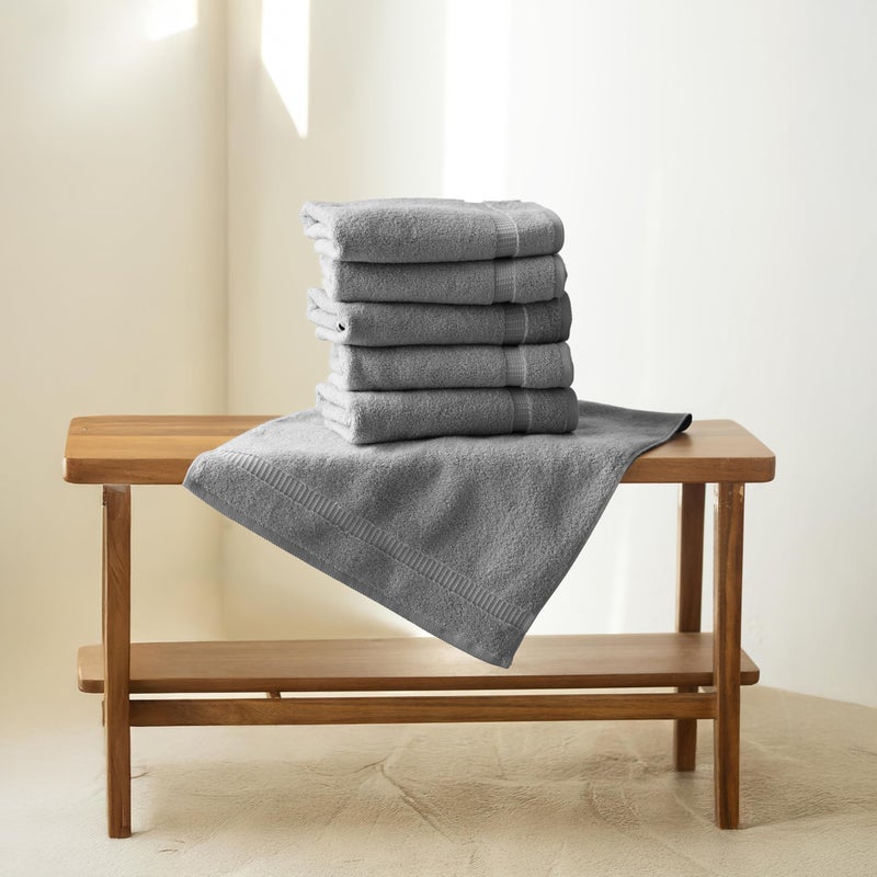 SALBAKOS 100% Turkish Cotton Hand Towel Set of 6 16x30 inch | Heirloom Quality | Hotel & Spa Collection | Ultra Soft, Super Absorbent, Long Lasting Hand Towels | Made in Turkey (Gray, 6 Hand Towels) - Image 2